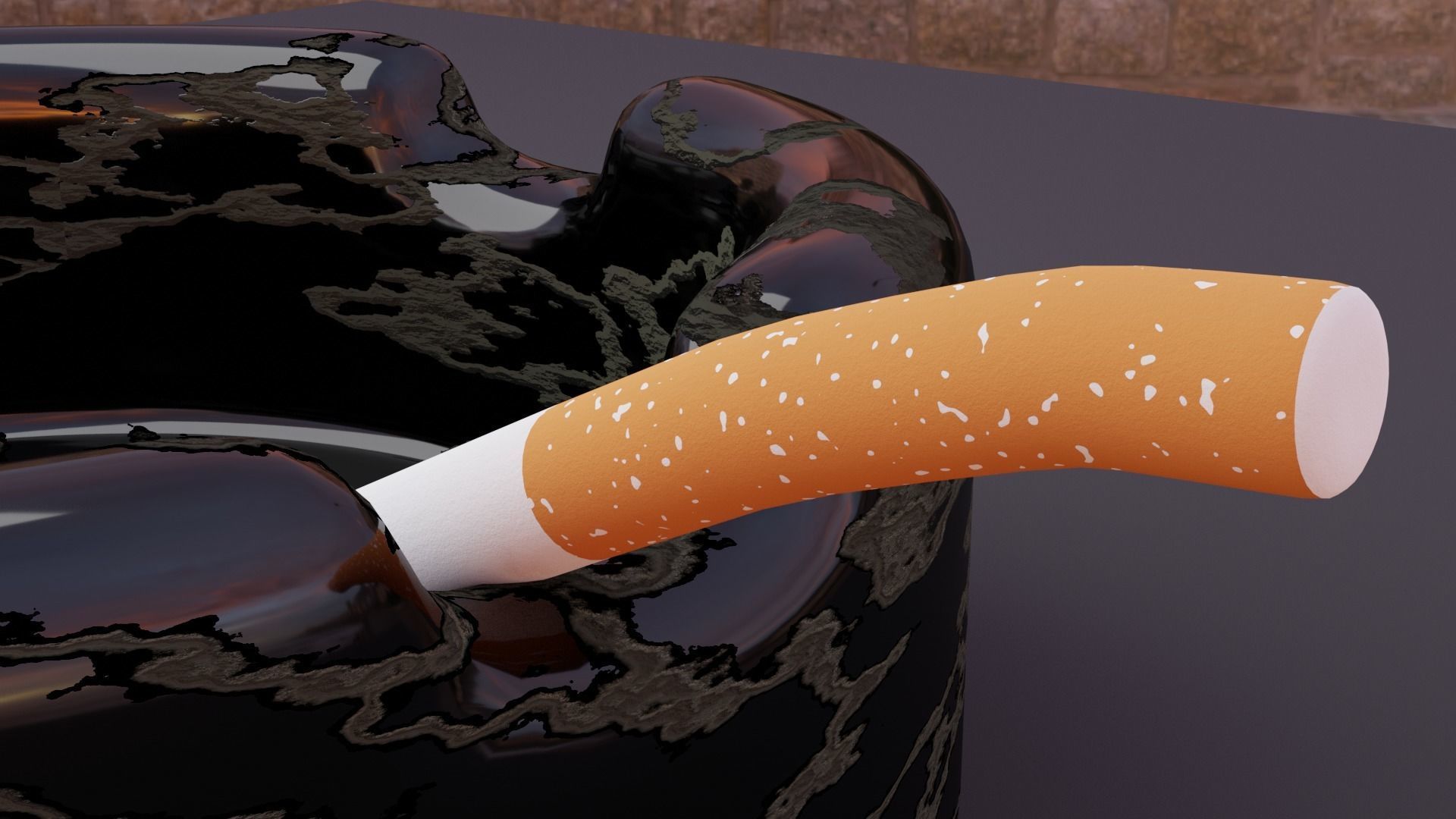 Ashtray with cigarette 3D model_4