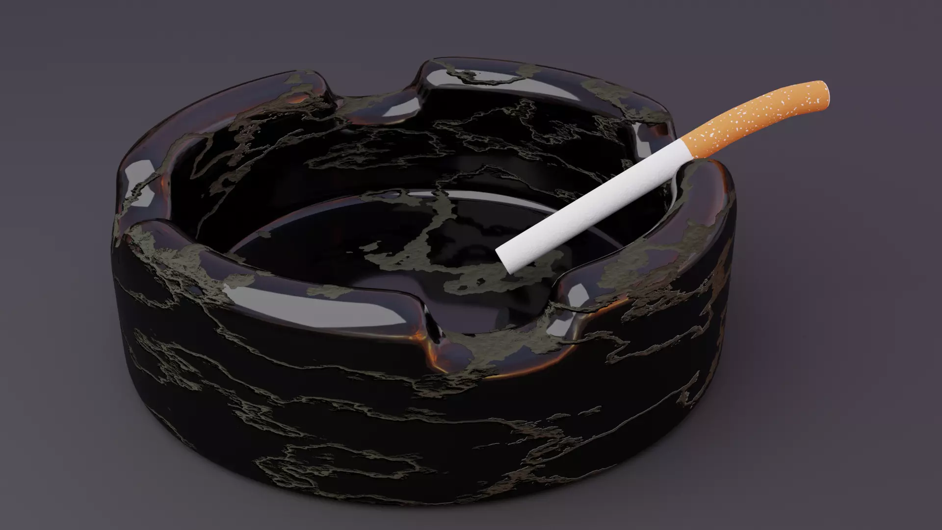 Ashtray with cigarette 3D model_0