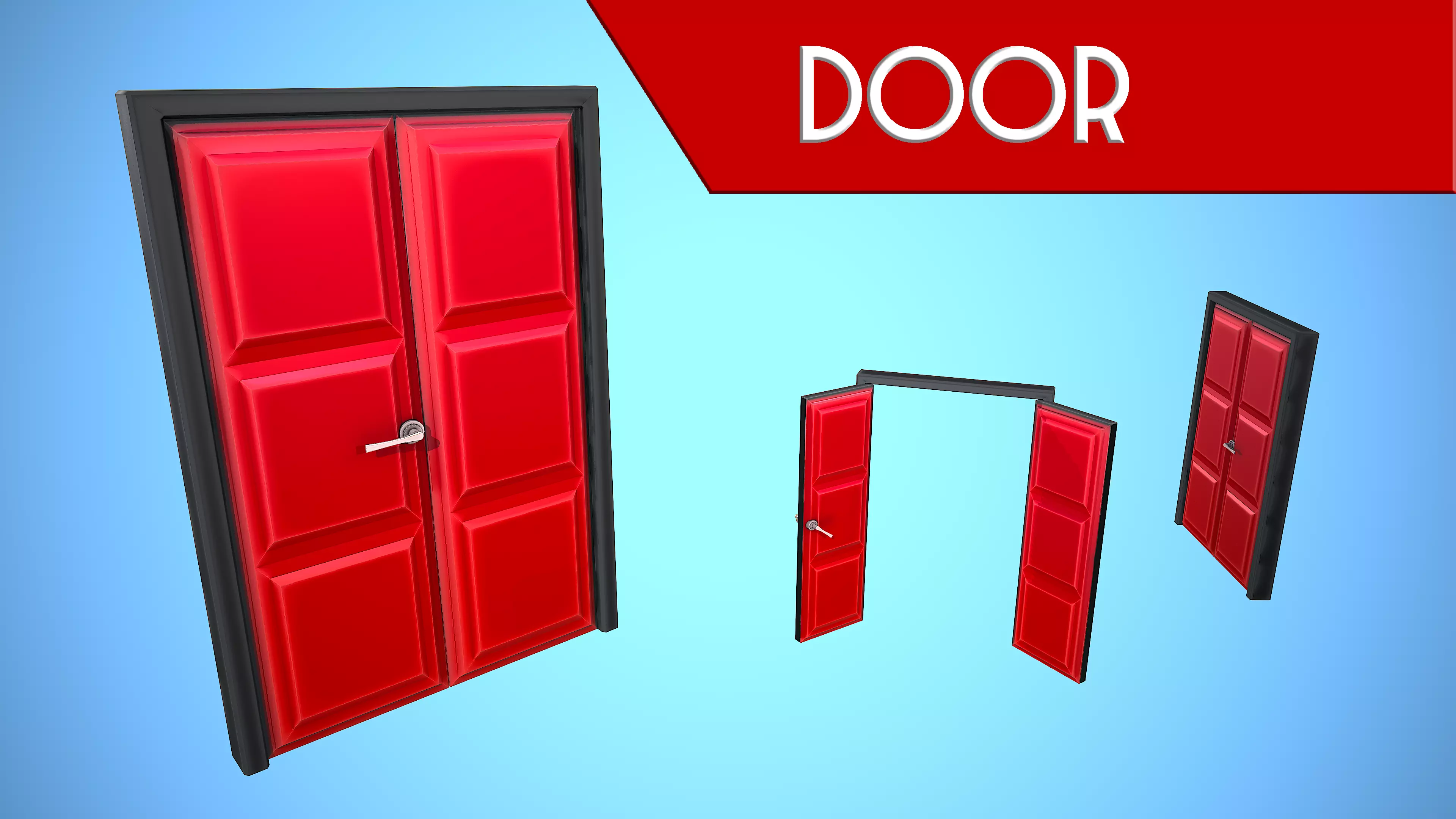 DOOR 1 CARTOON STYLIZED HOME HOUSE Low-poly 3D model_0