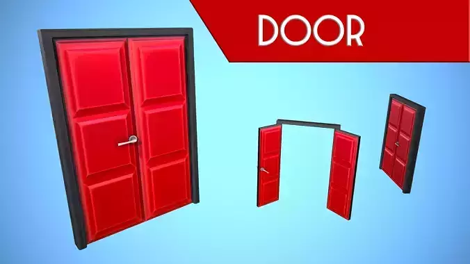 DOOR 1 CARTOON STYLIZED HOME HOUSE Low-poly 3D model