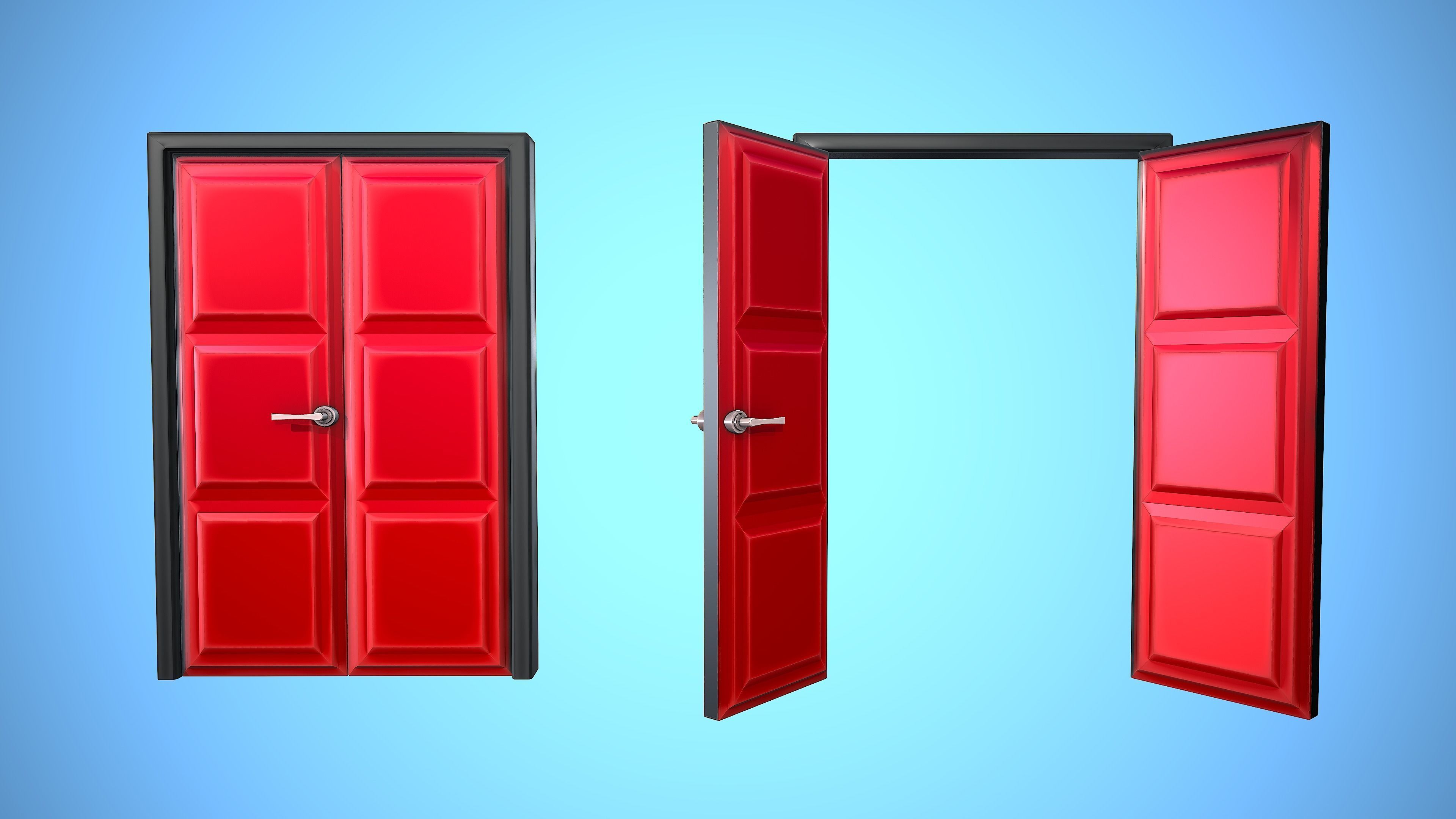 DOOR 1 CARTOON STYLIZED HOME HOUSE Low-poly 3D model_4