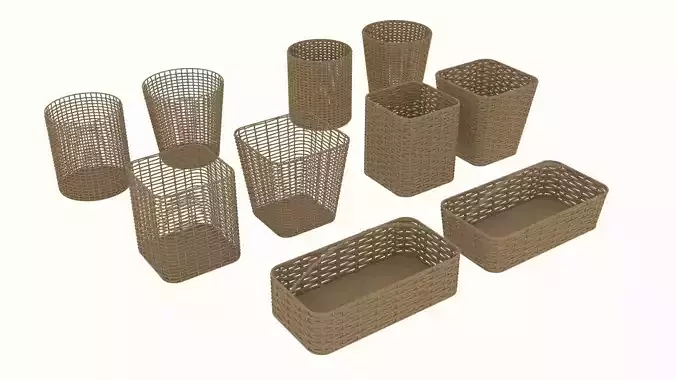 10 Ratan Baskets Collection with Textures