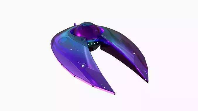 Alien Spaceship UFO I04 Purple Blue - Sci Fi Spacecraft Design Low-poly 3D model