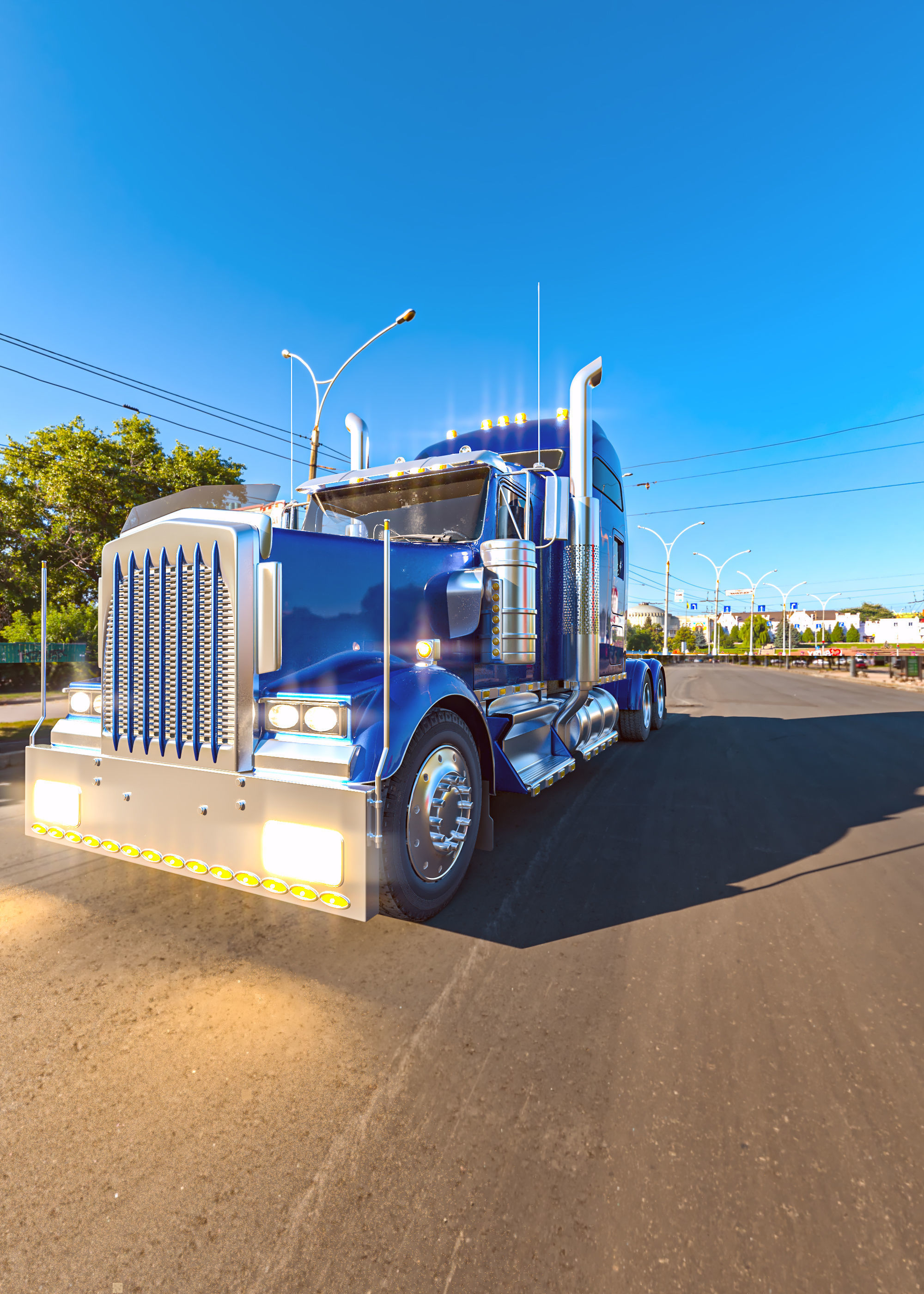 Kenworth W900 truck 3D model_2