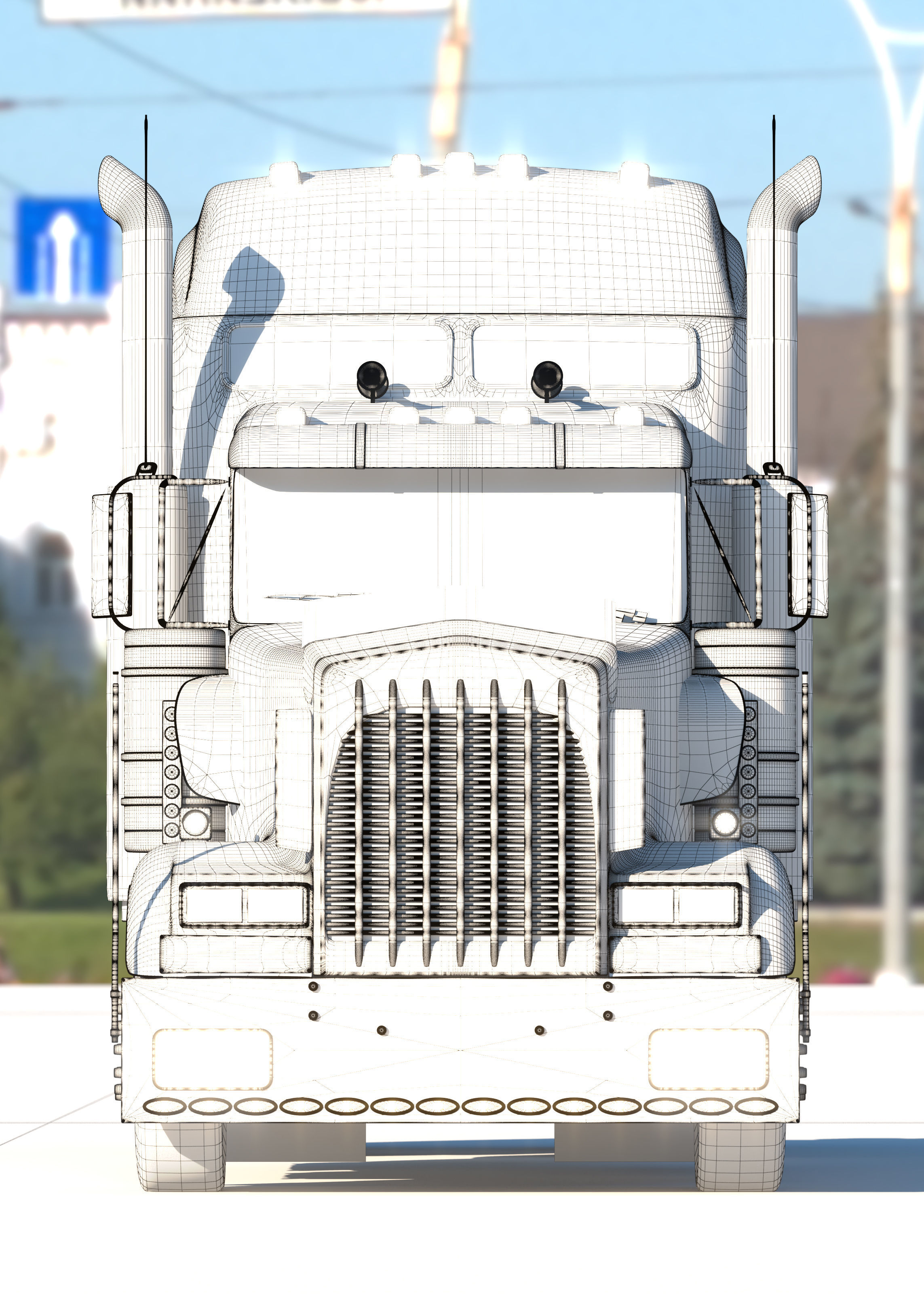 Kenworth W900 truck 3D model_7