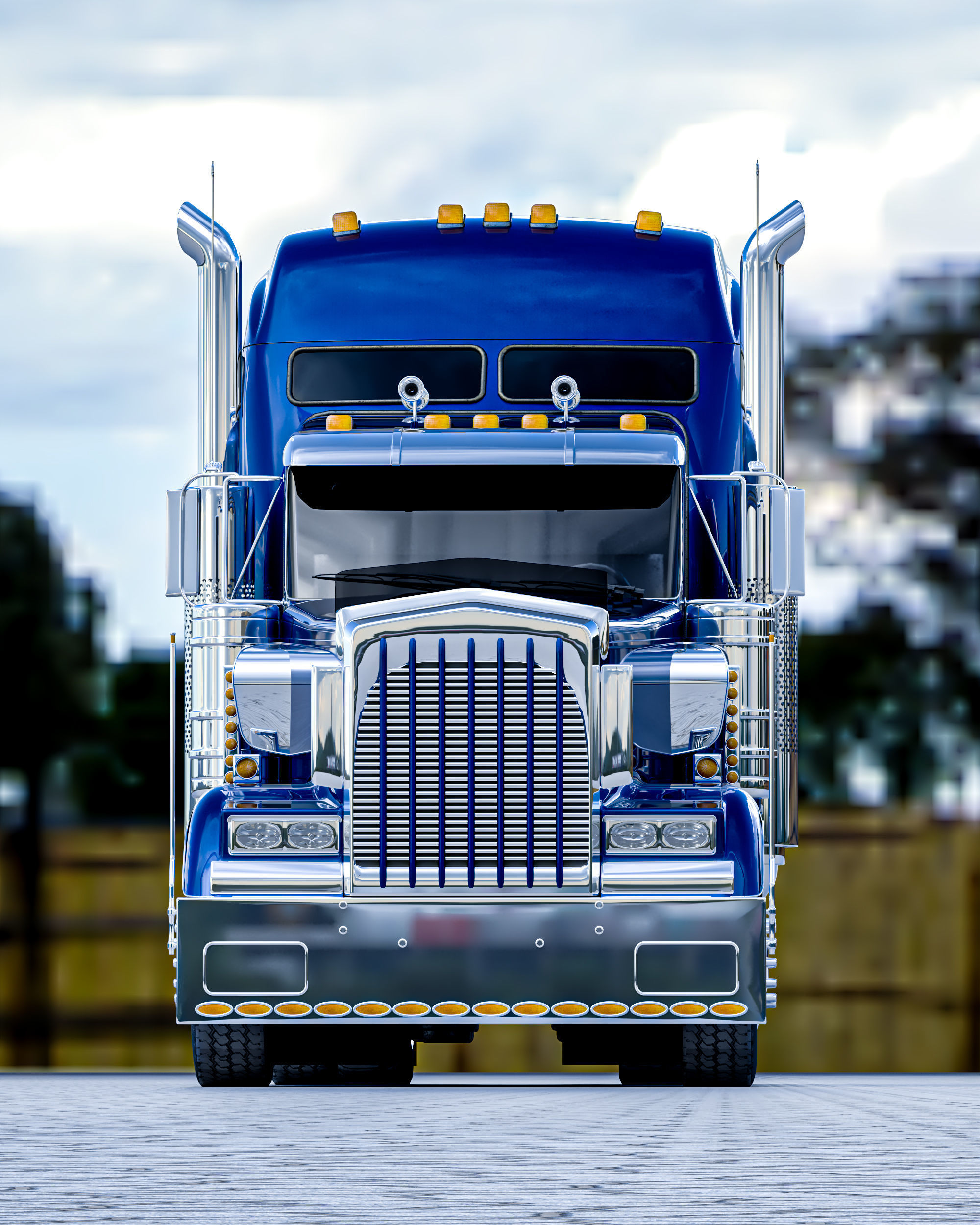 Kenworth W900 truck 3D model_1