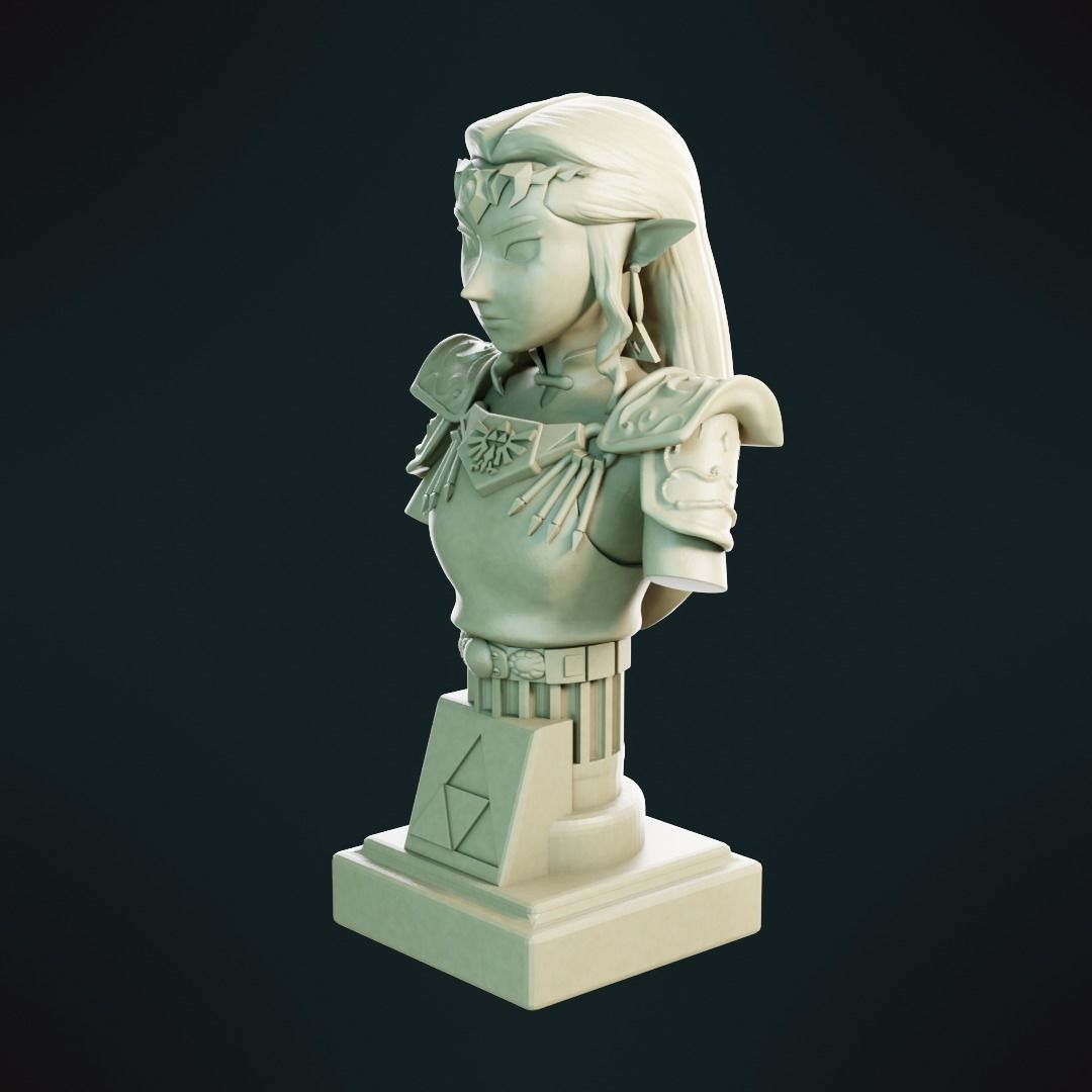 Princess Zelda bust 3D print model_3