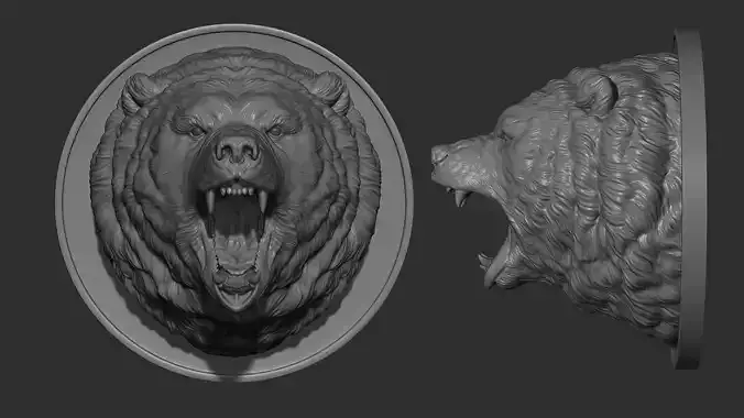 Grizzly bear grin roar 3D print model