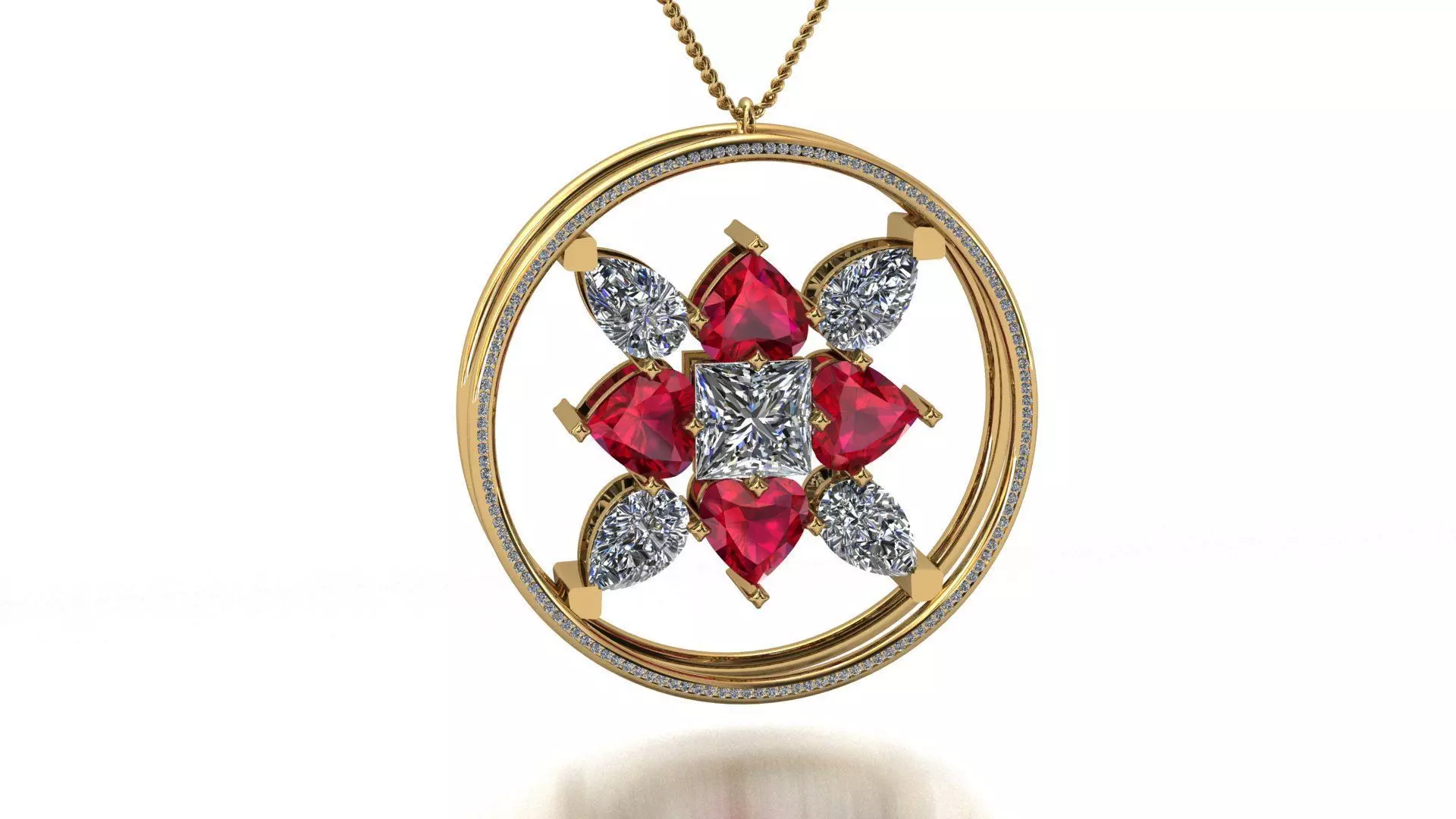 Flower Heart pendant Free 3D print model