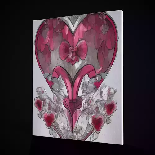 Watercolor Heart Painting Low-poly 3D model