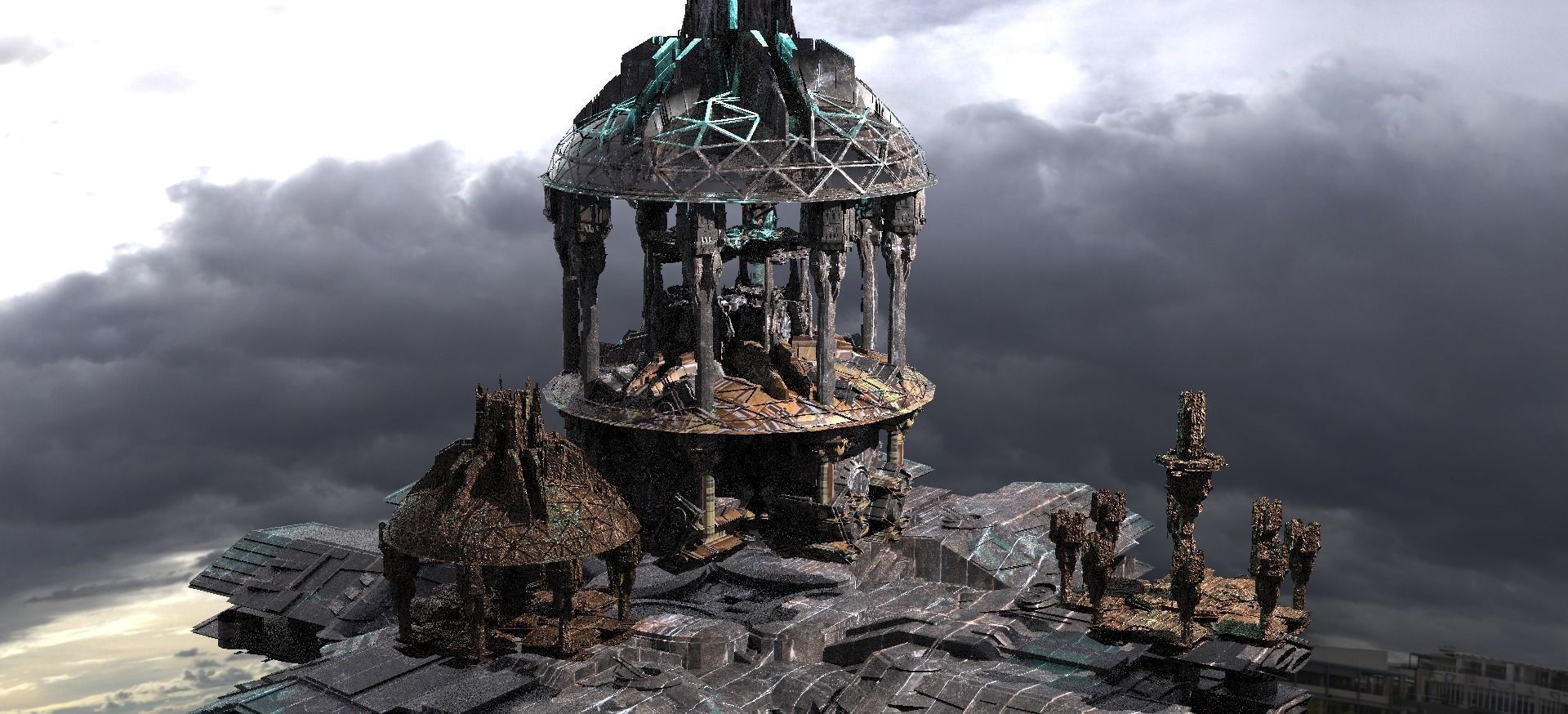 Elven Sci-Fi City monoliths Kit bash 3D model_1