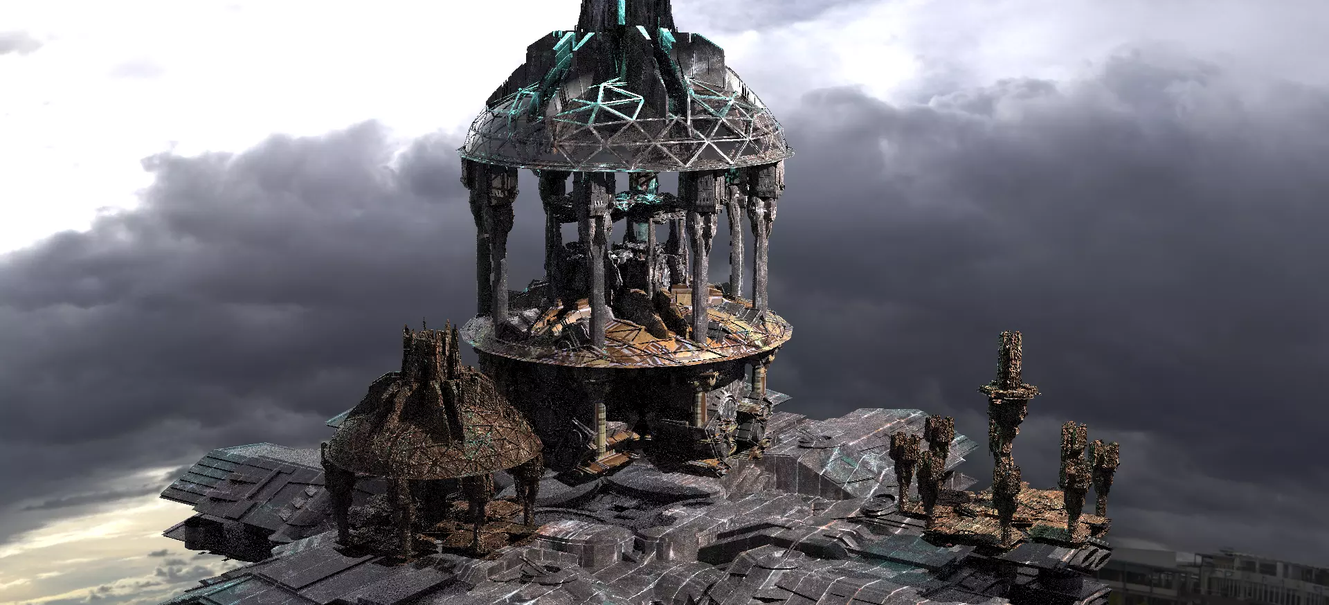 Elven Sci-Fi City monoliths Kit bash 3D model_0