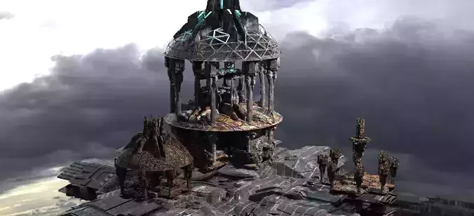 Elven Sci-Fi City monoliths Kit bash 3D model