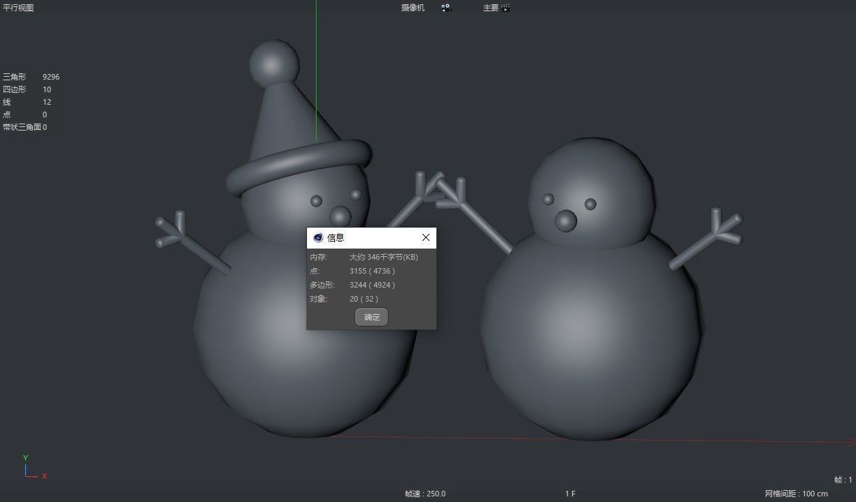 snowman two snowmen in christmas hat 3D model_2