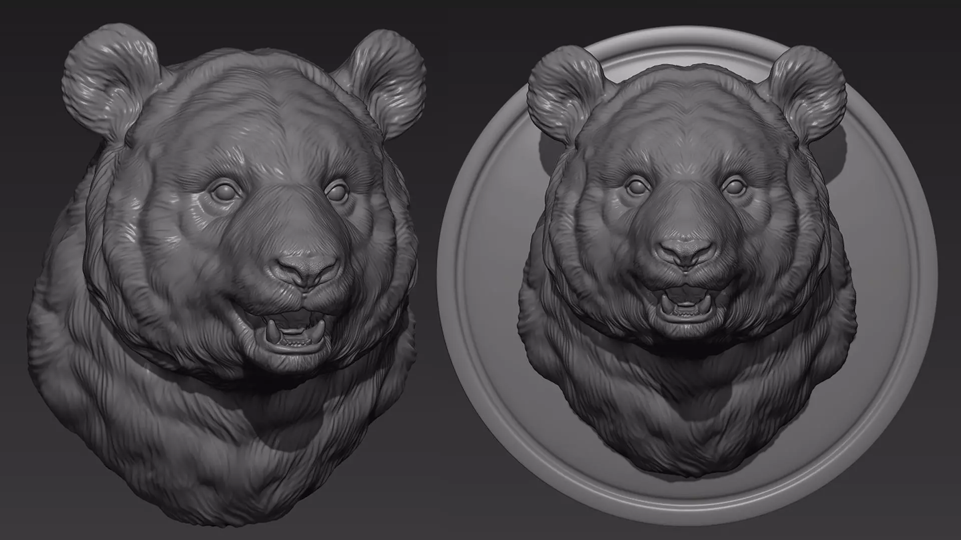 Panda head 3D print model_0