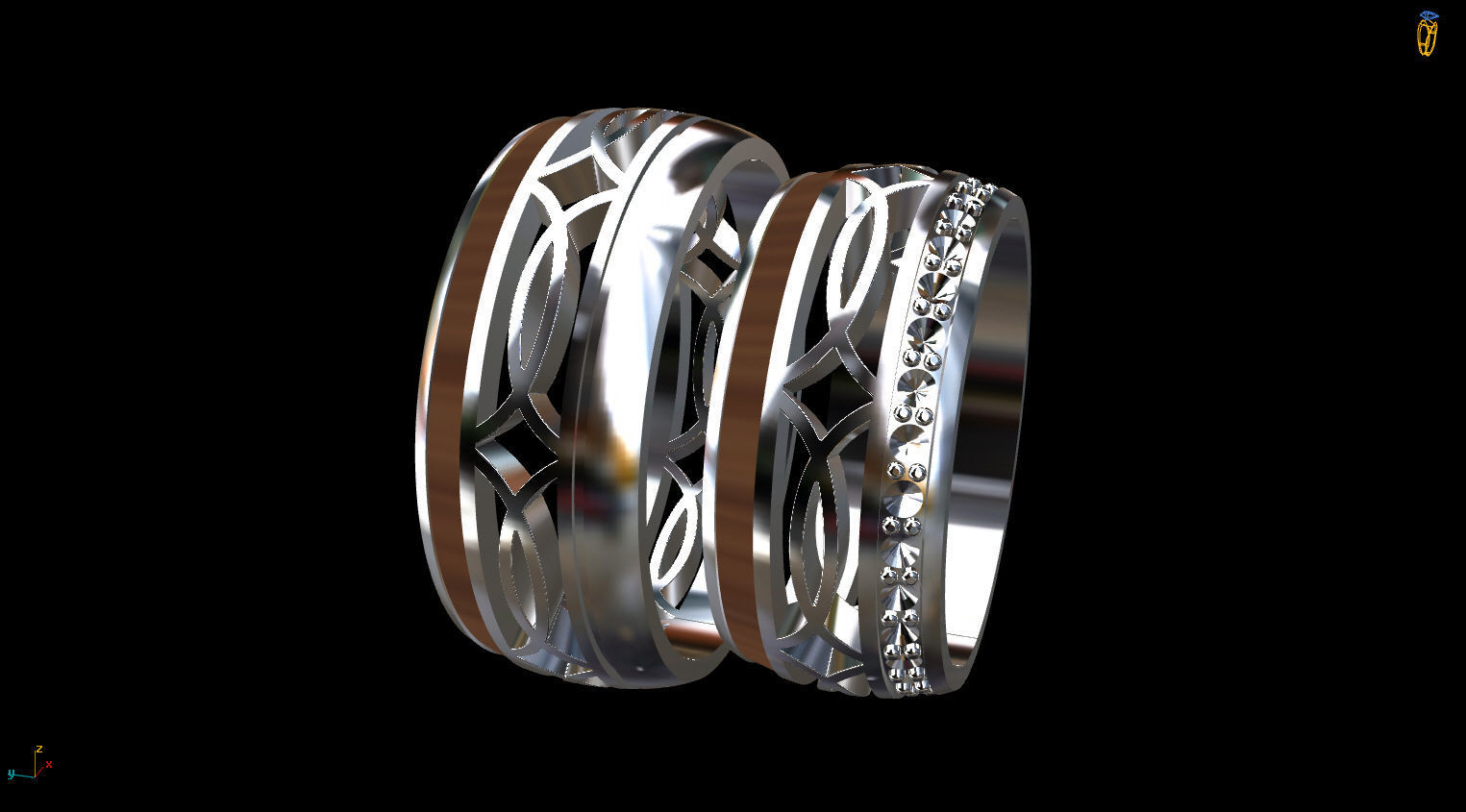 Pair of Wedding rings 3D print model_2