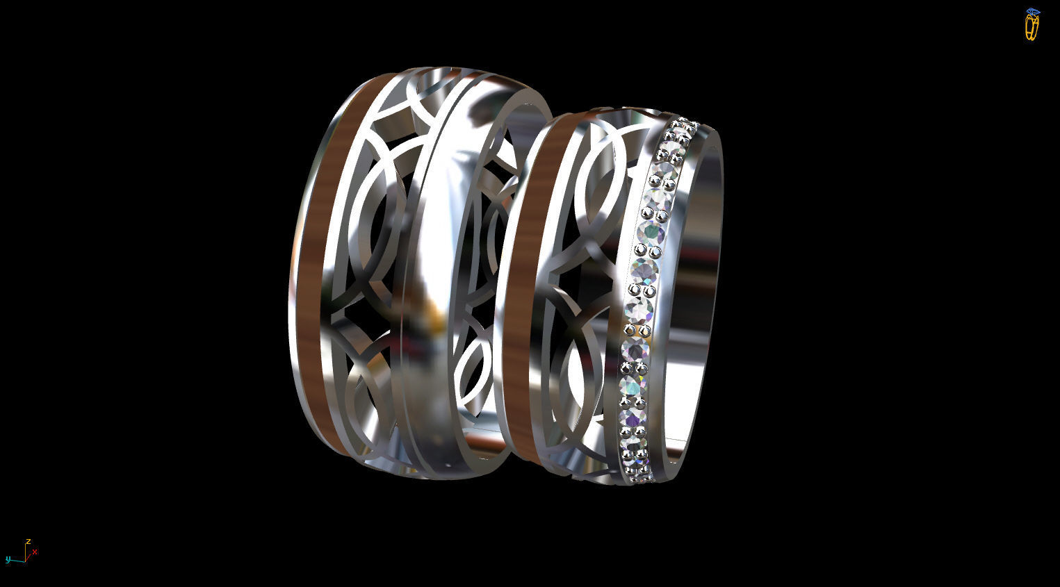 Pair of Wedding rings 3D print model_5