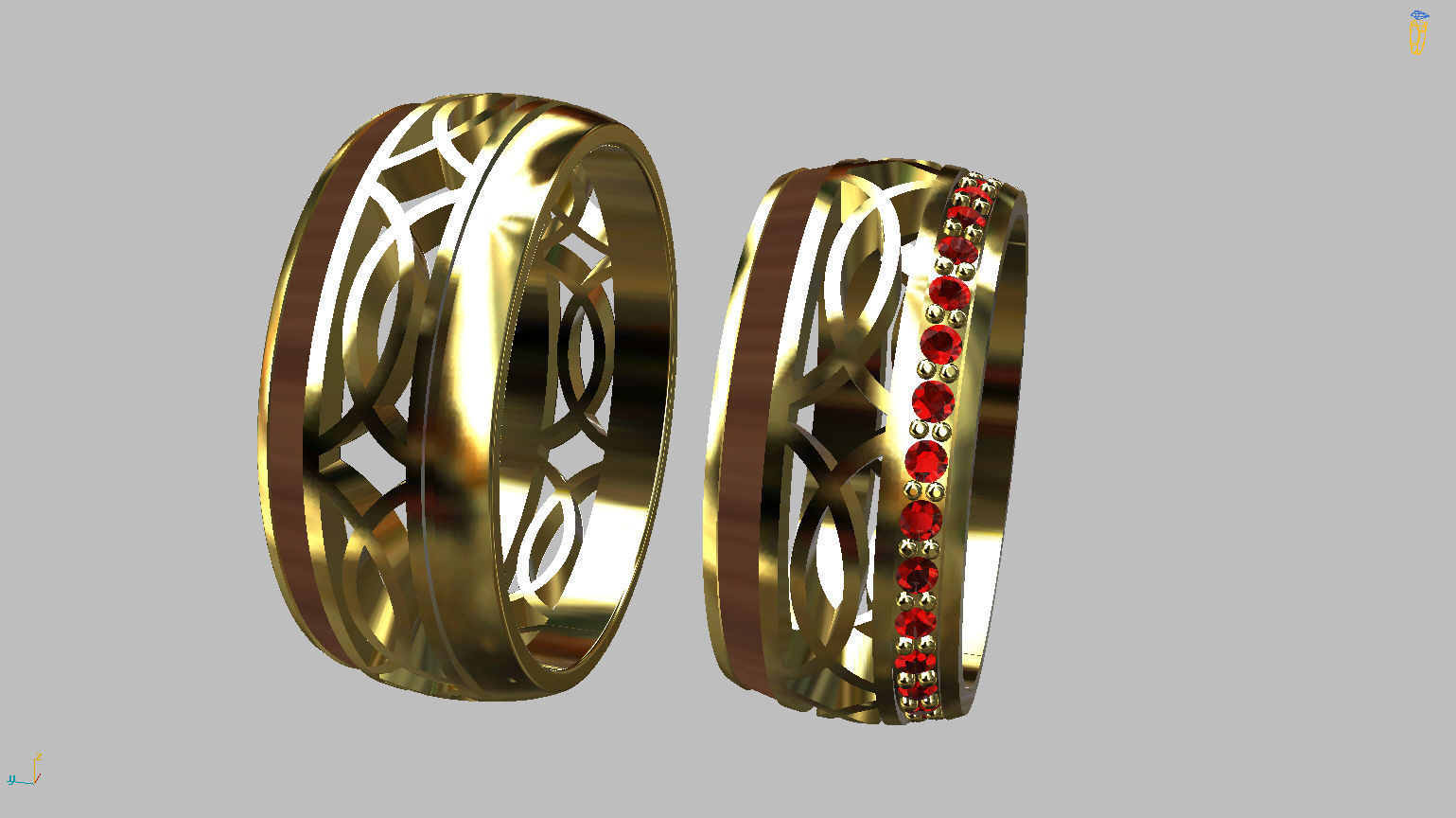 Pair of Wedding rings 3D print model_3