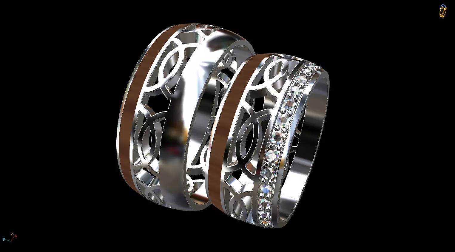 Pair of Wedding rings 3D print model_0