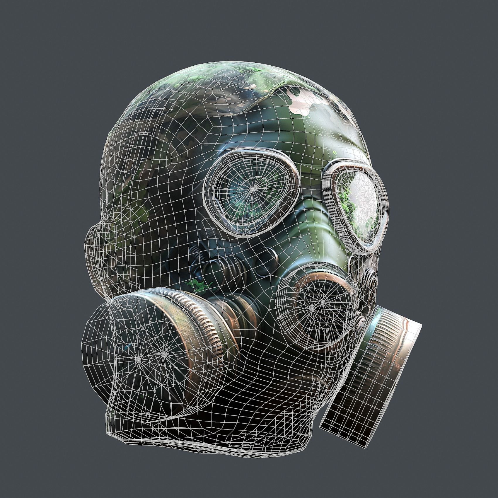 Gas mask helmet 3d model military combat fantasy cyborg Low-poly 3D model_9