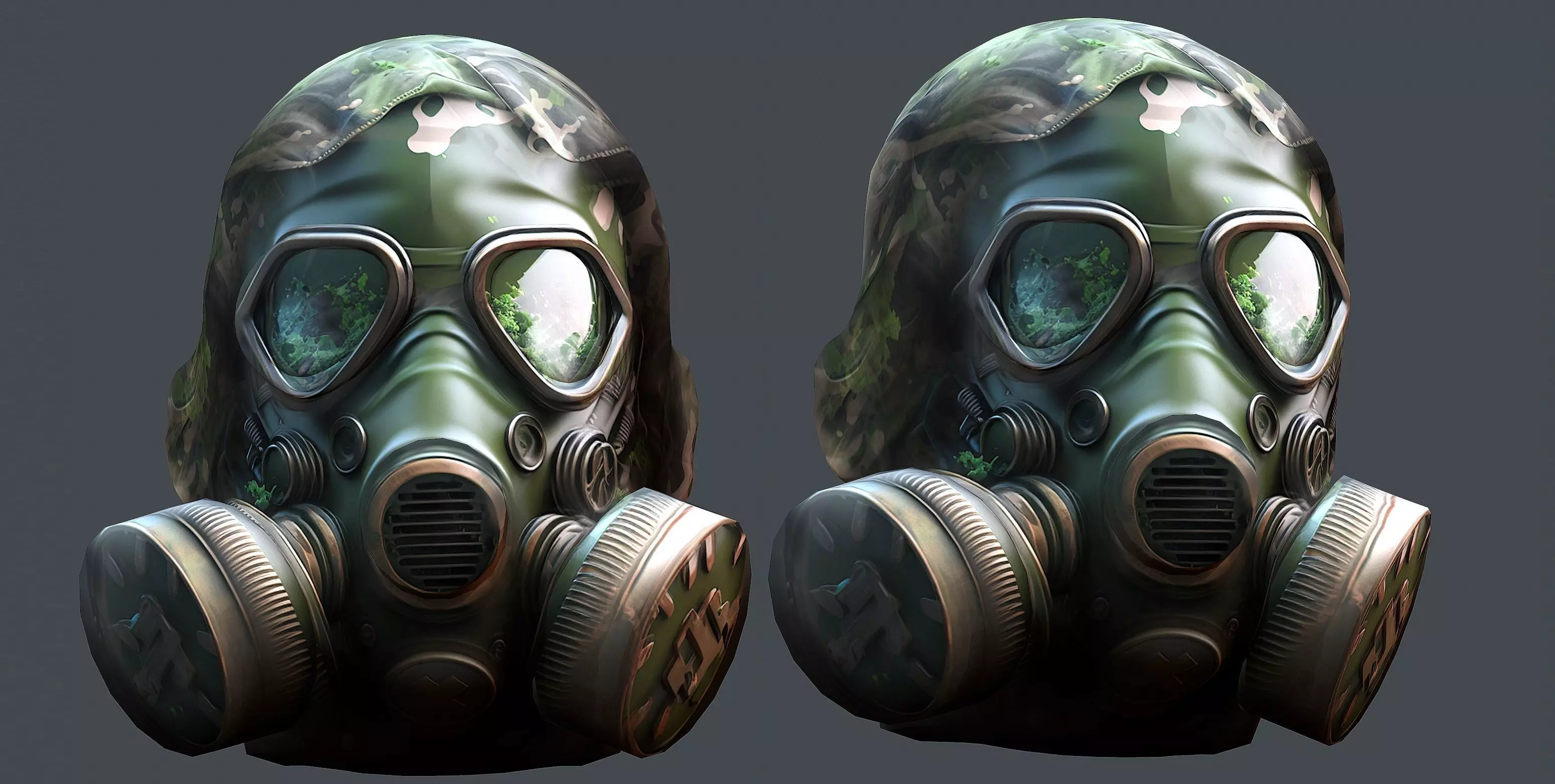 Gas mask helmet 3d model military combat fantasy cyborg Low-poly 3D model_0