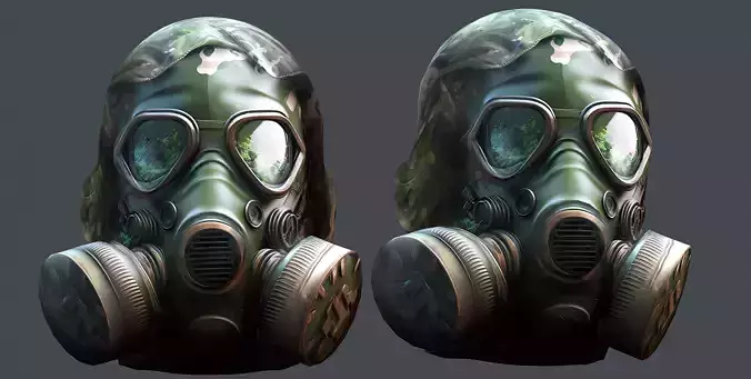 Gas mask helmet 3d model military combat fantasy cyborg 