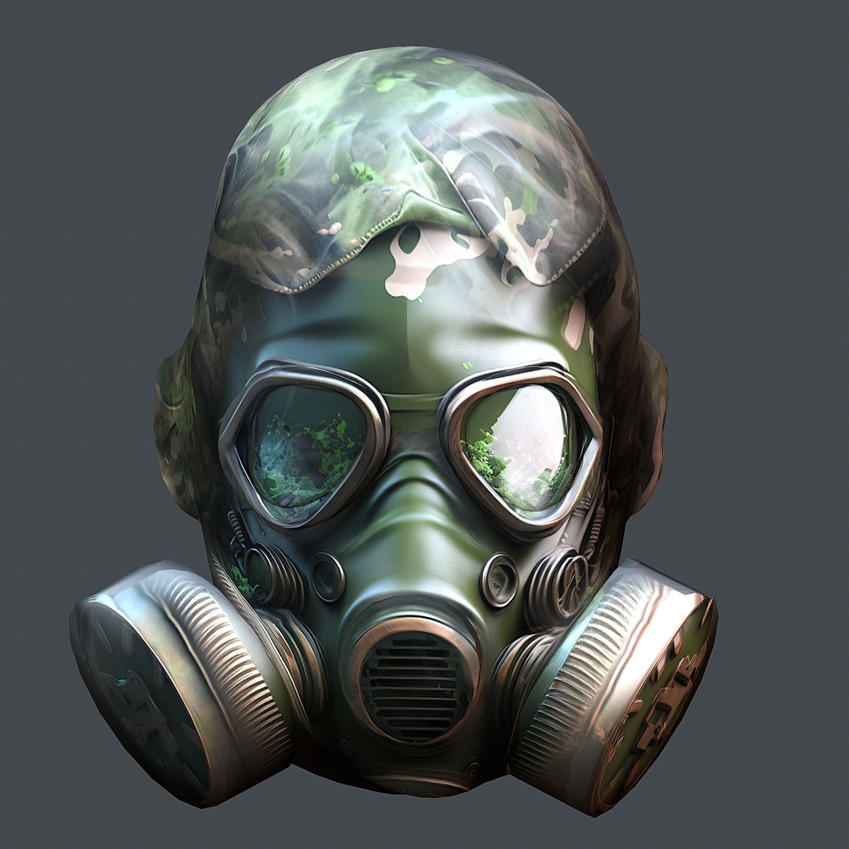 Gas mask helmet 3d model military combat fantasy cyborg Low-poly 3D model_4
