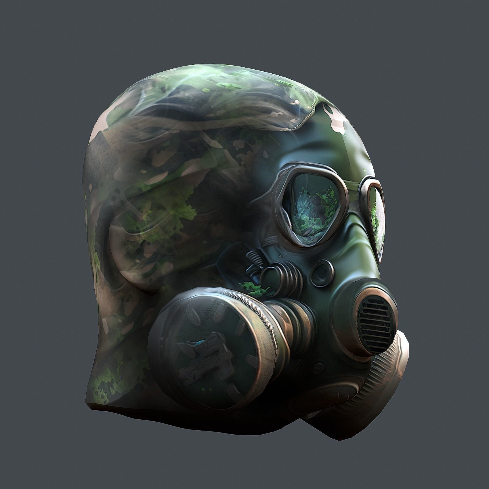 Gas mask helmet 3d model military combat fantasy cyborg Low-poly 3D model_6