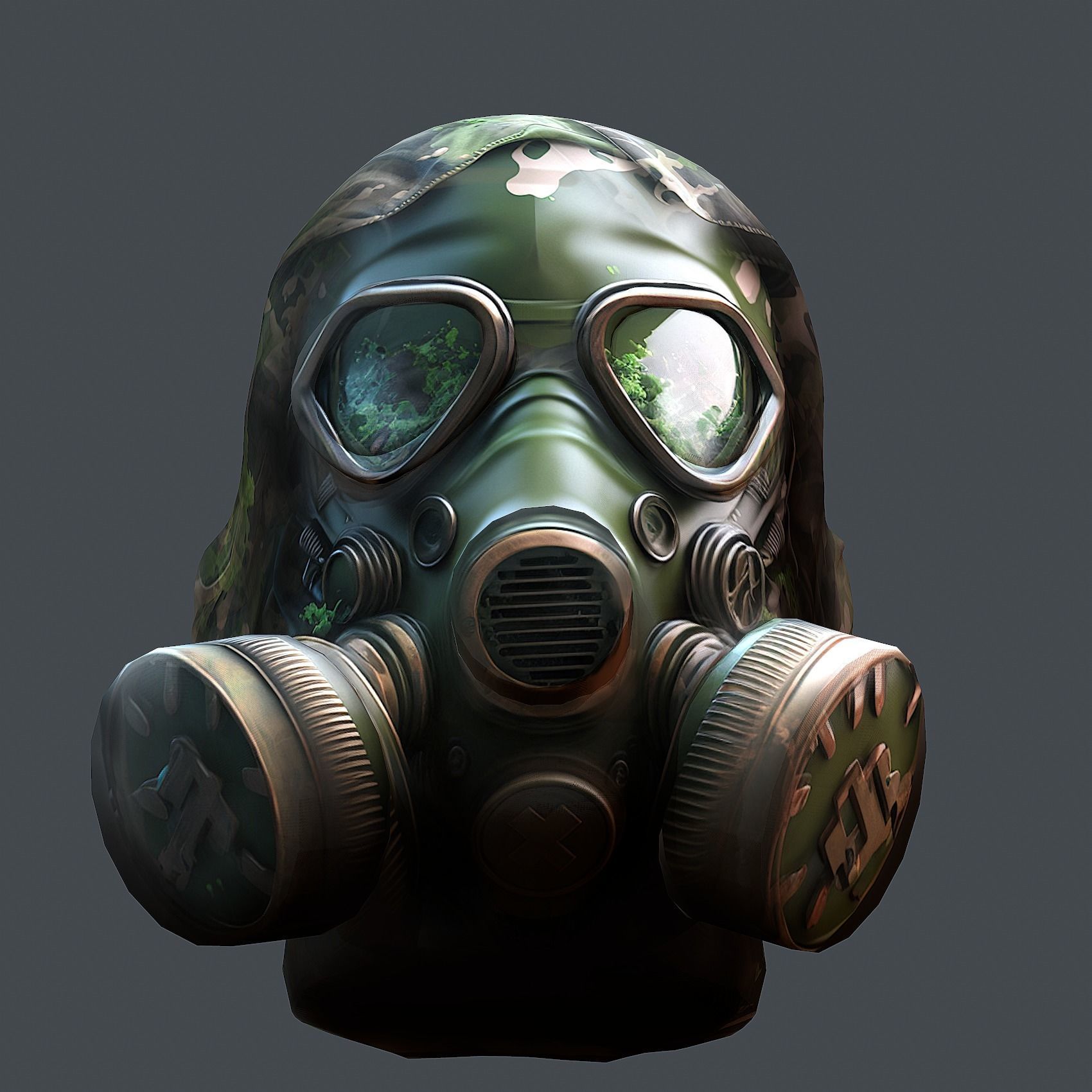 Gas mask helmet 3d model military combat fantasy cyborg Low-poly 3D model_5