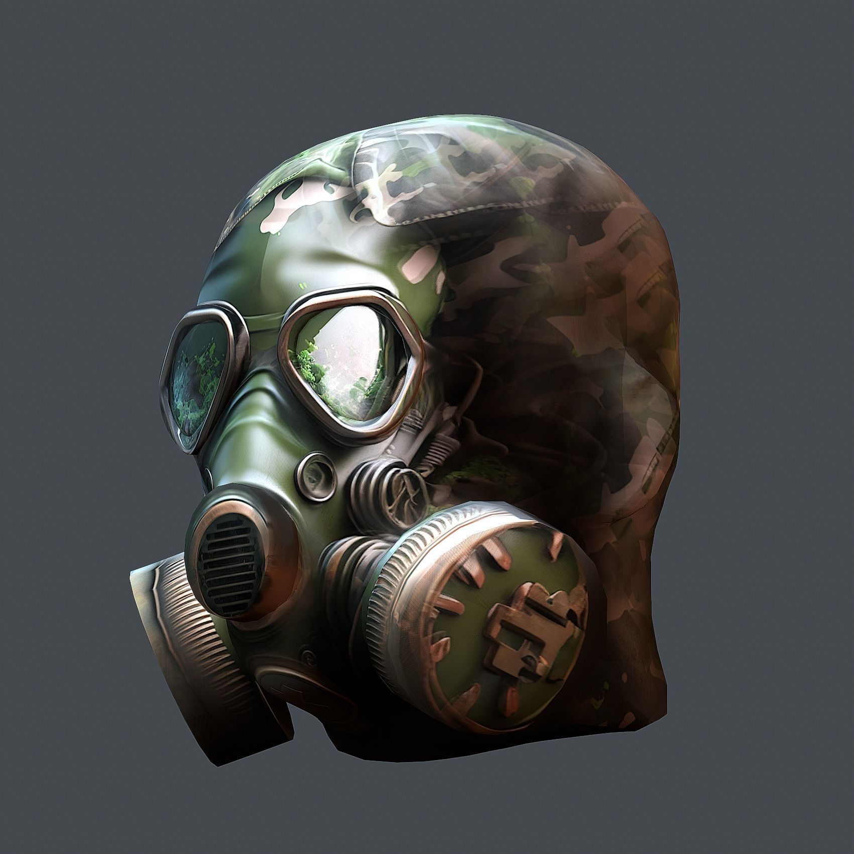 Gas mask helmet 3d model military combat fantasy cyborg Low-poly 3D model_7