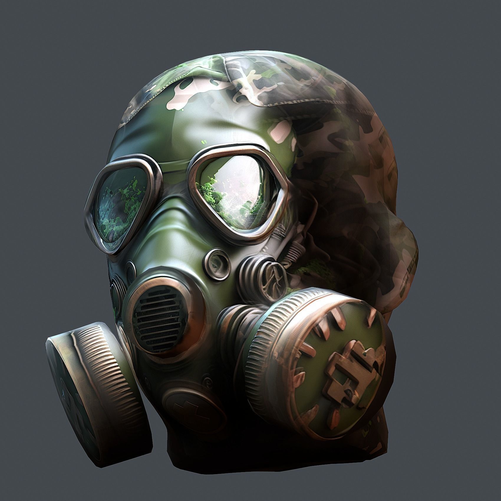 Gas mask helmet 3d model military combat fantasy cyborg Low-poly 3D model_3