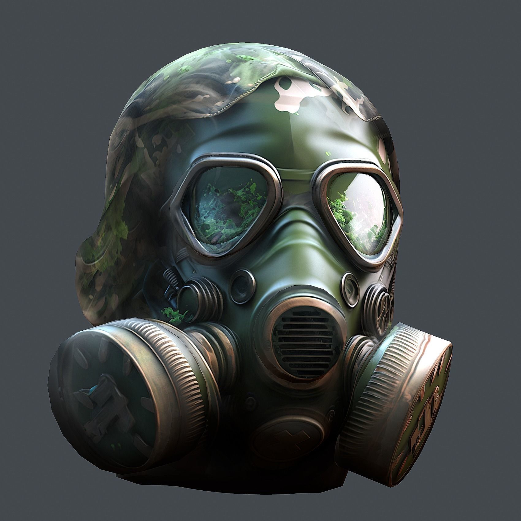 Gas mask helmet 3d model military combat fantasy cyborg Low-poly 3D model_2