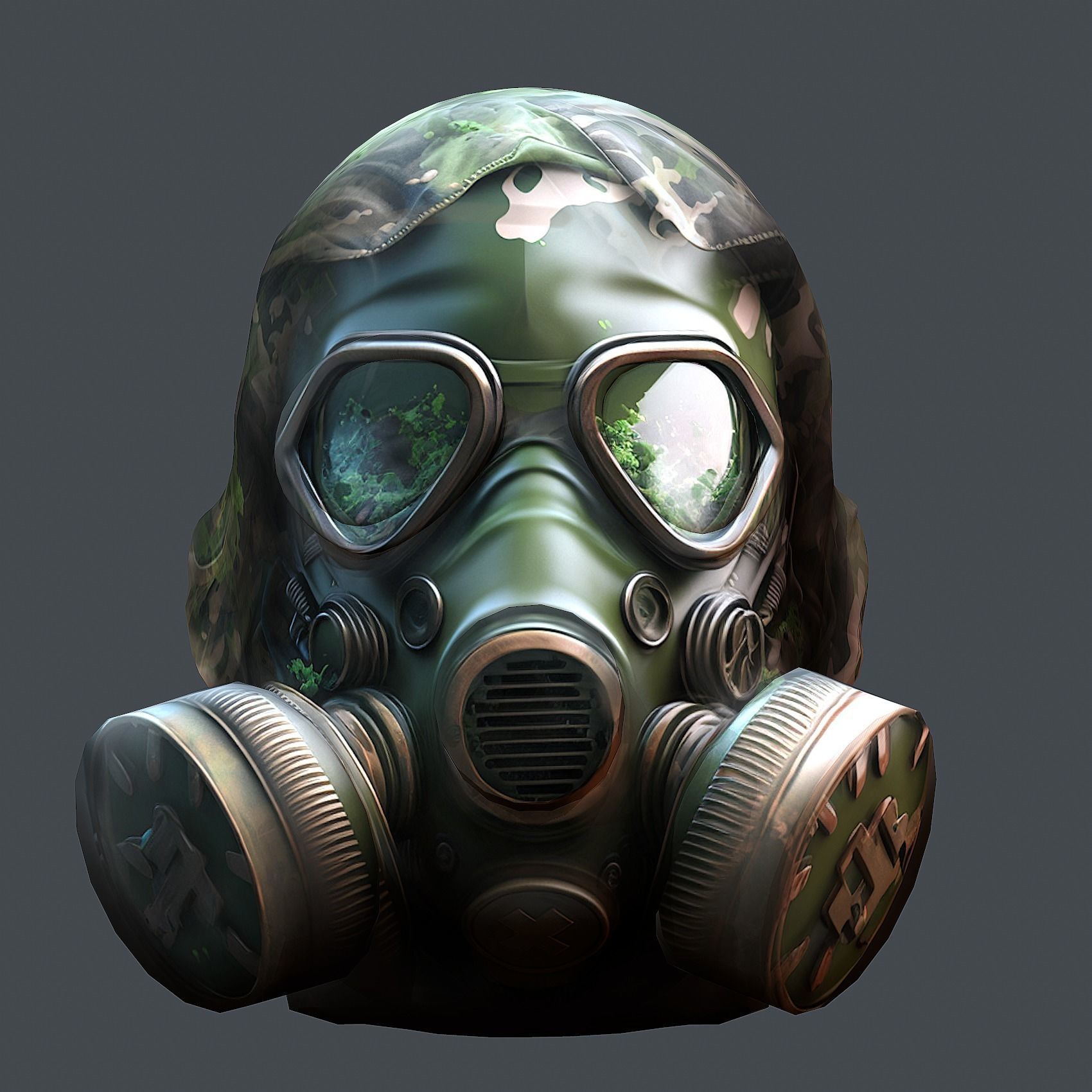 Gas mask helmet 3d model military combat fantasy cyborg Low-poly 3D model_1