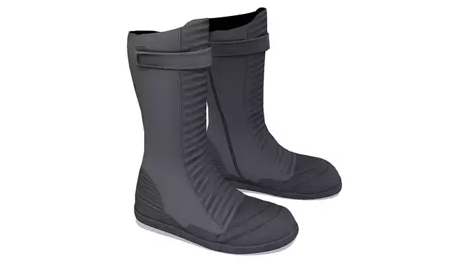 Neoprene High Neck Side Zipped Flat Boots Low-poly 3D model