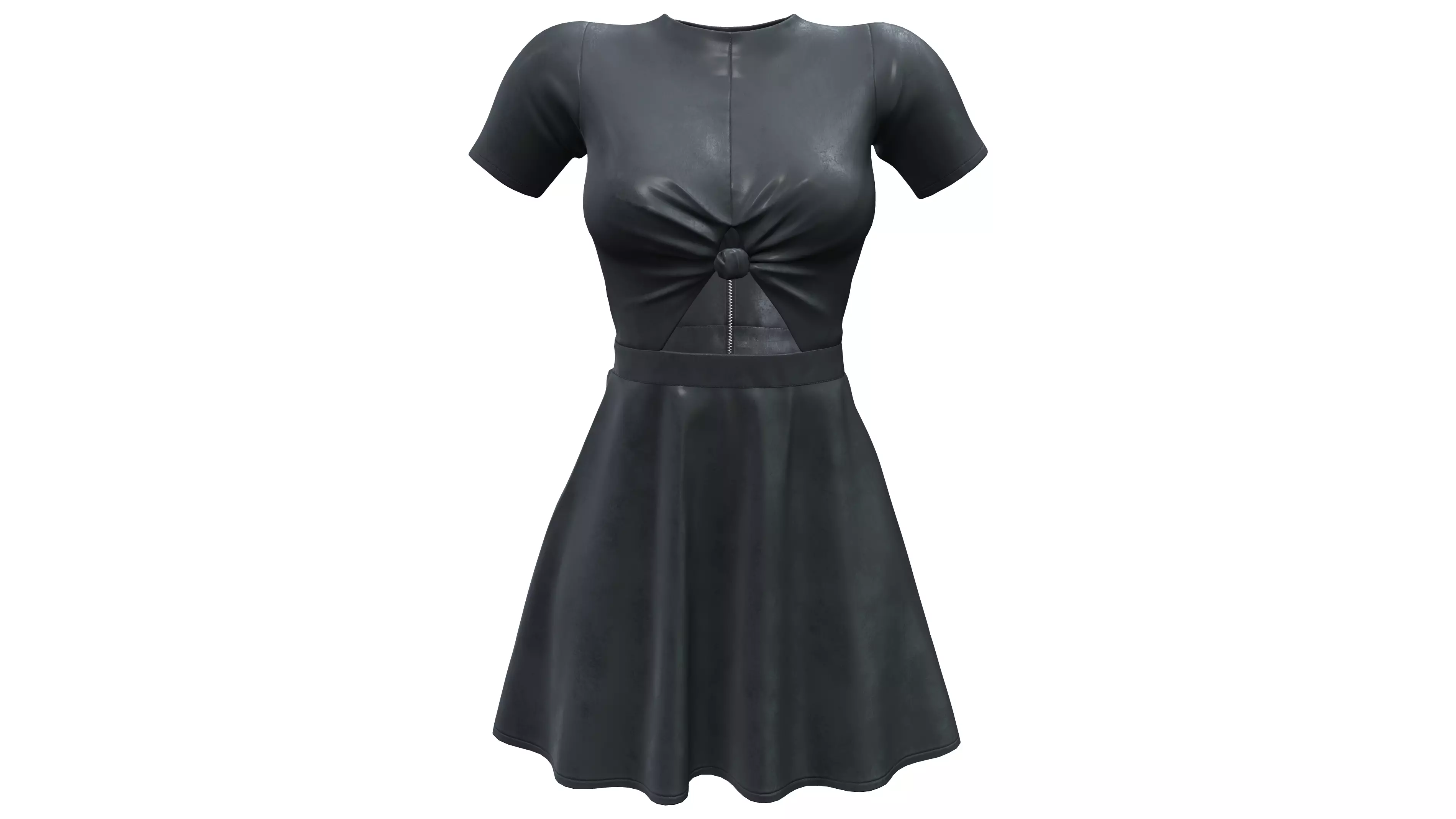 Black Leather Knot-topped Front Cutout Dress Low-poly 3D model