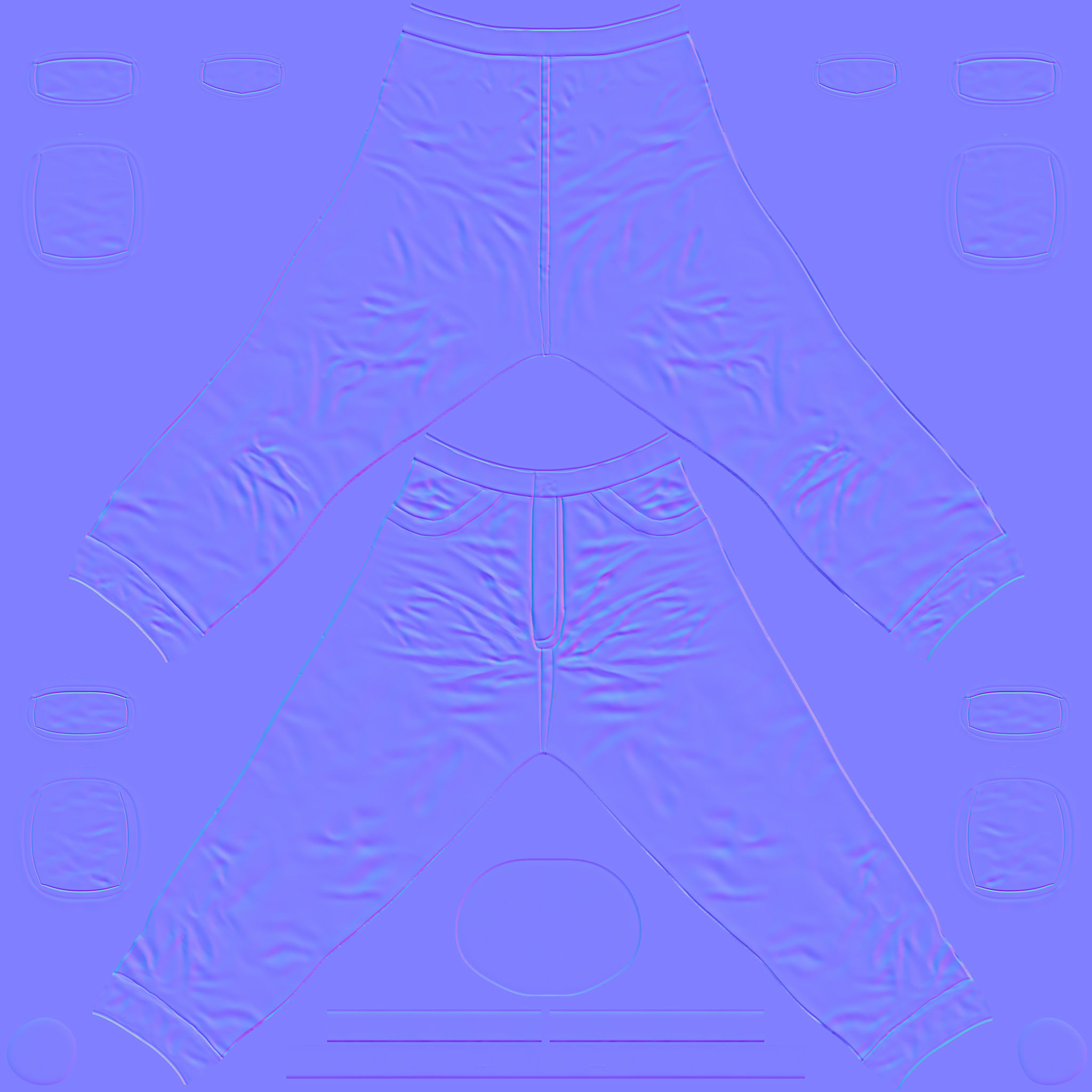 Mens Brown Rolled Legs Cargo Pants Low-poly 3D model_9