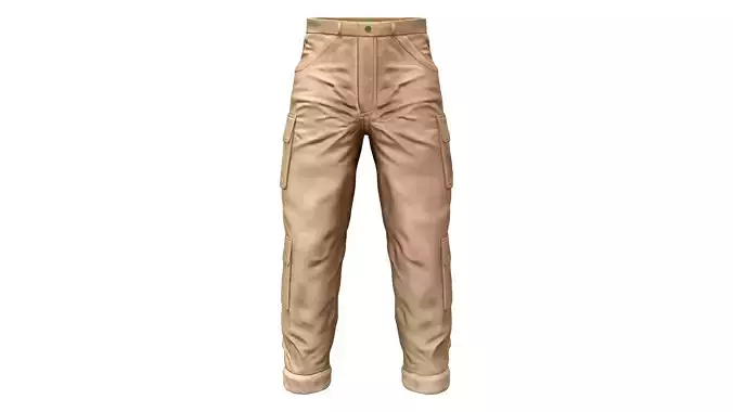 Mens Brown Rolled Legs Cargo Pants