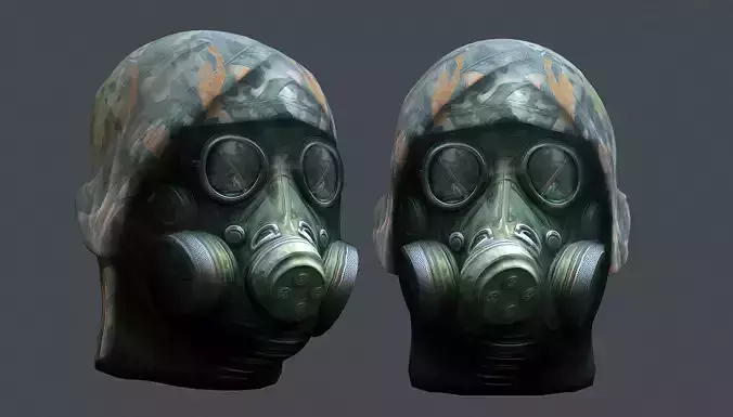 Gas mask helmet 3d model military combat fantasy cyborg Low-poly