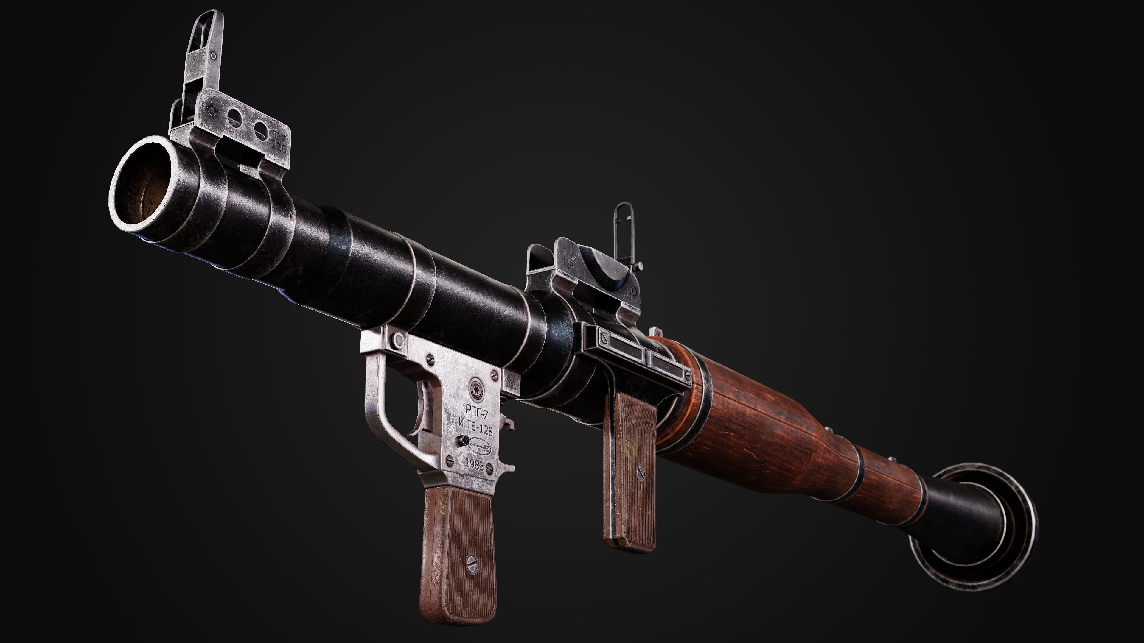 RPG-7 rocket launcher game ready asset Low-poly 3D model_4