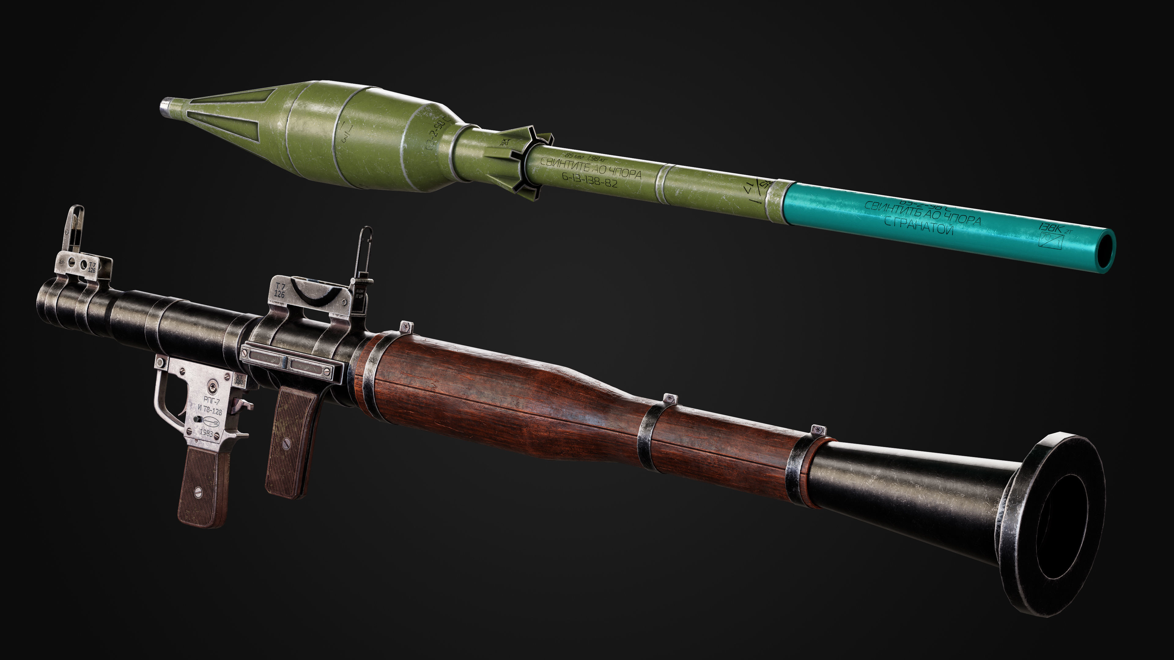 RPG-7 rocket launcher game ready asset Low-poly 3D model_5