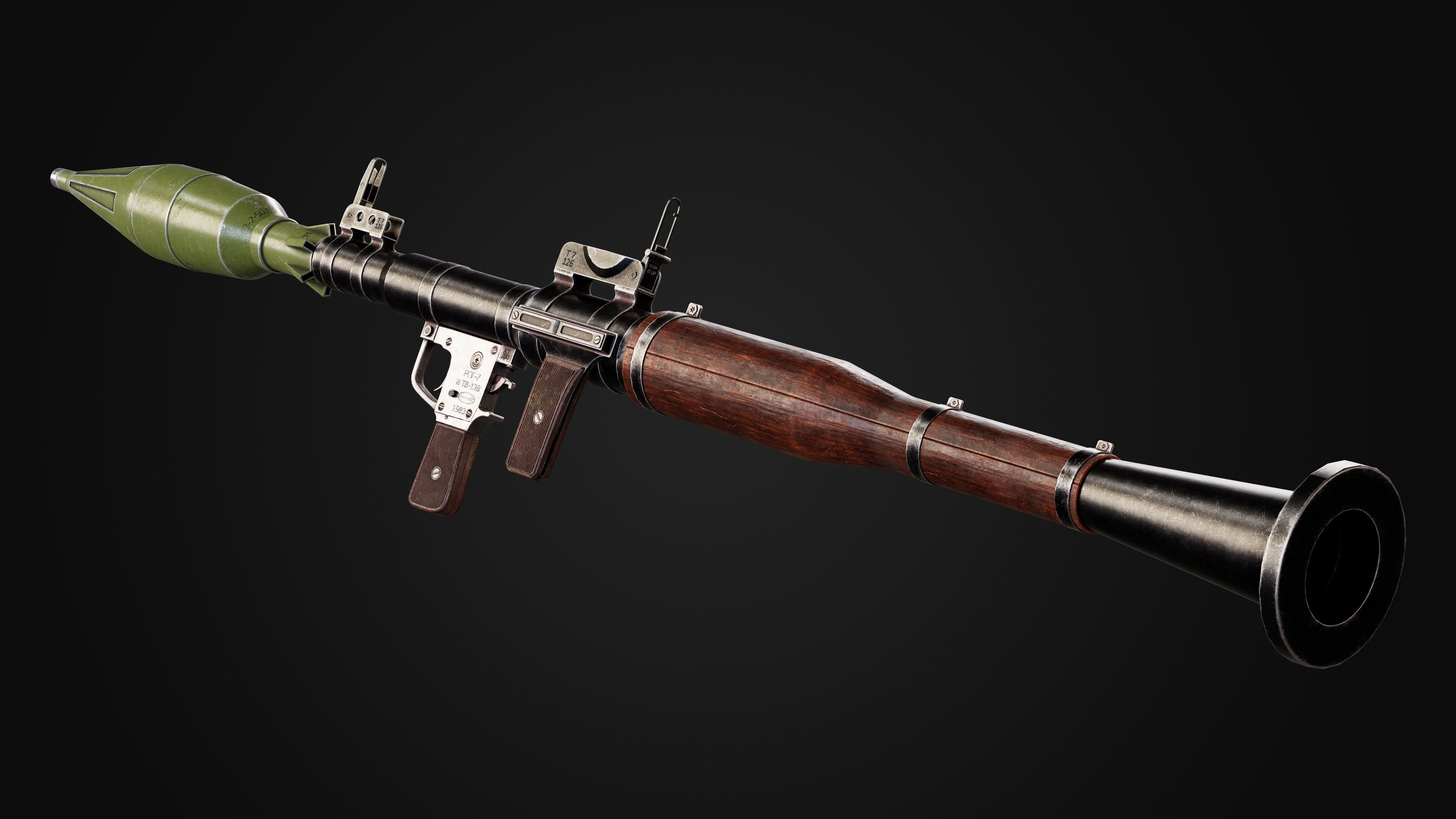 RPG-7 rocket launcher game ready asset Low-poly 3D model_7