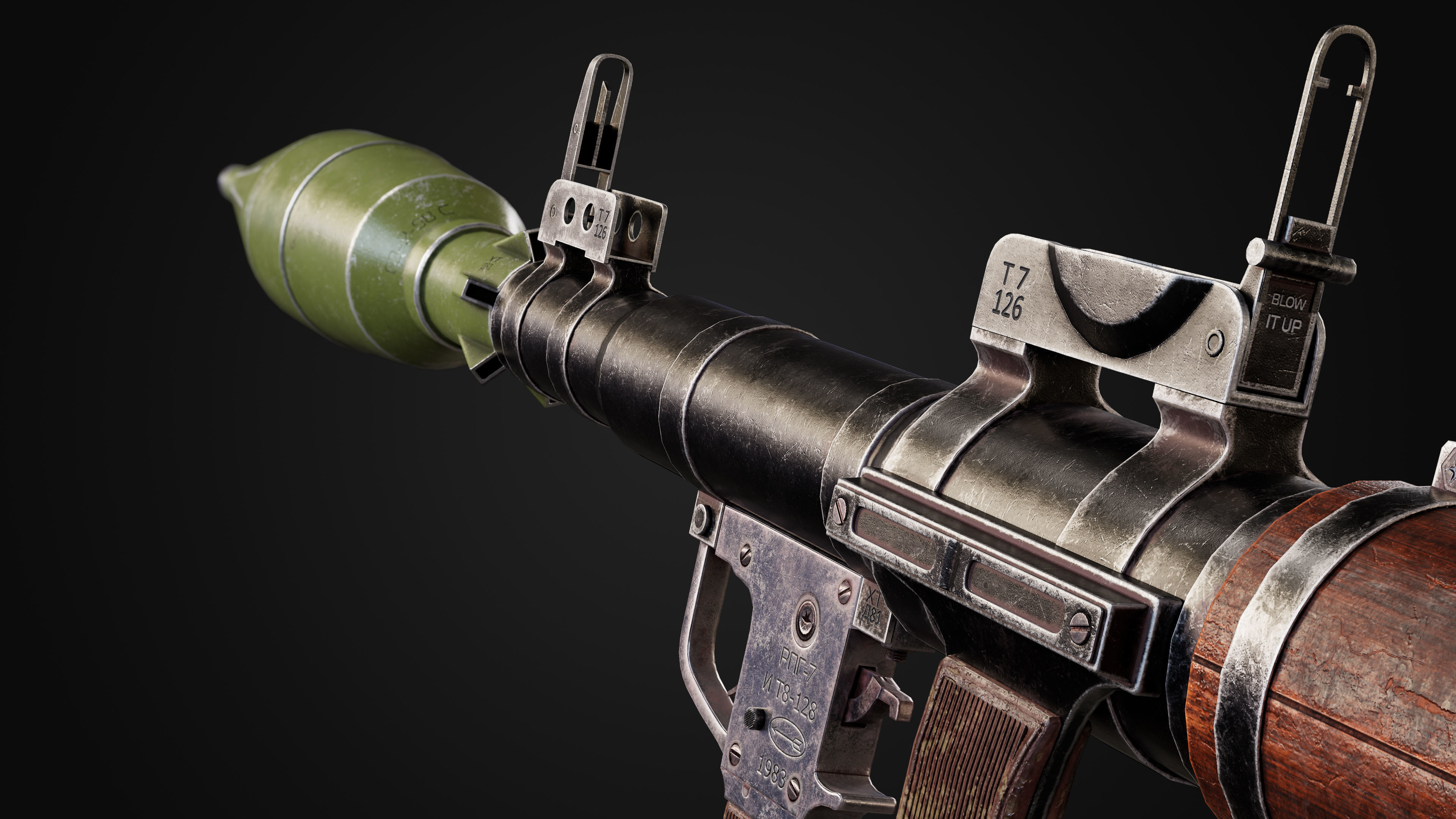 RPG-7 rocket launcher game ready asset Low-poly 3D model_2