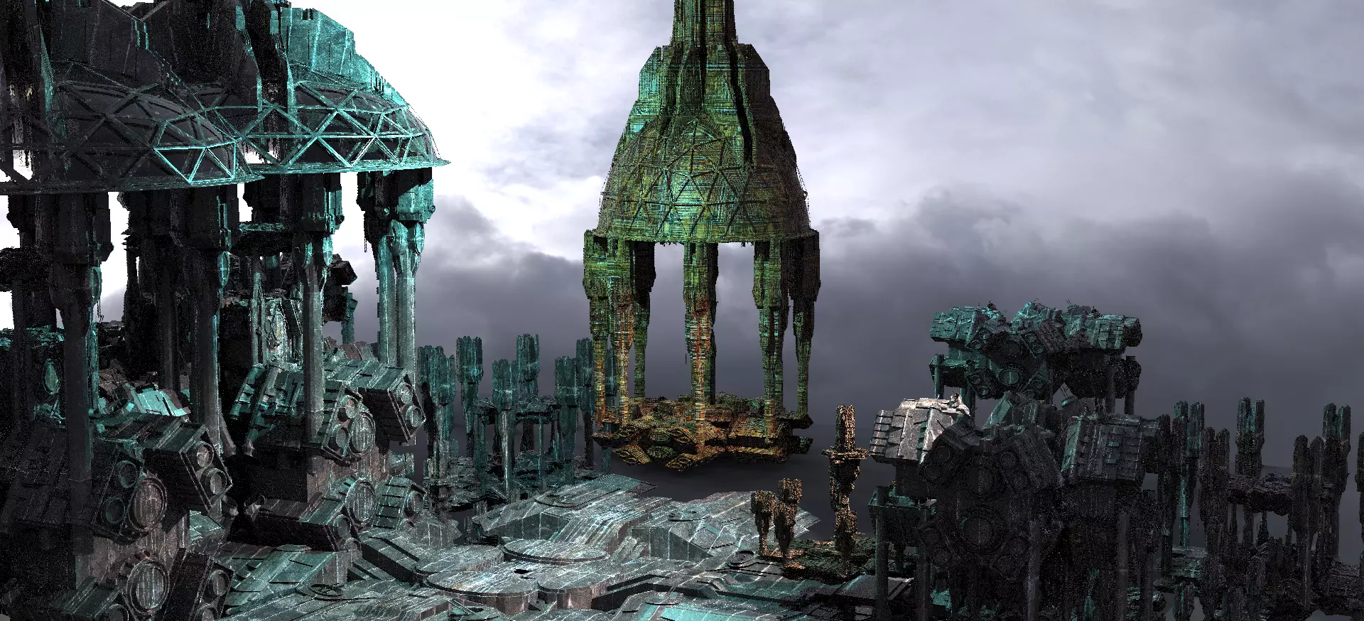 Occult Elven Sci fi Temple Domes Kit bash 2 3D model_0