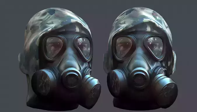 Gas mask helmet 3d model military combat fantasy  Low-poly 3D model