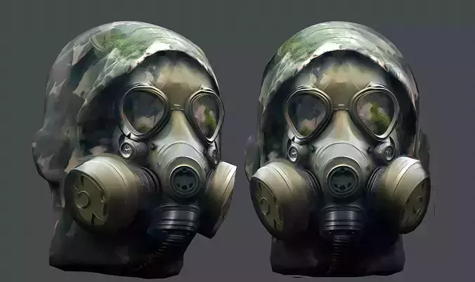 Gas mask helmet 3d model military combat 