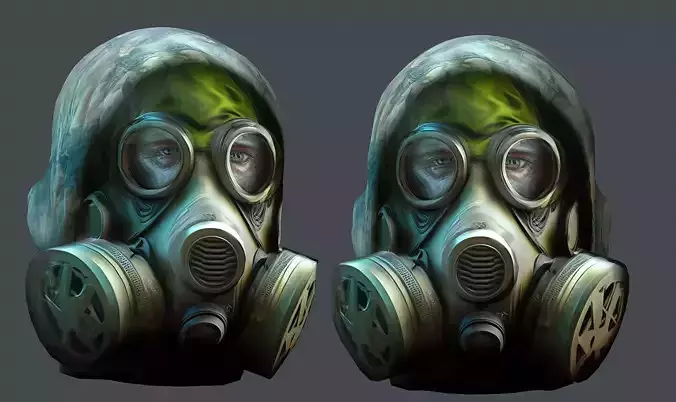 Gas mask helmet 3d model military combat  Low-poly 3D model