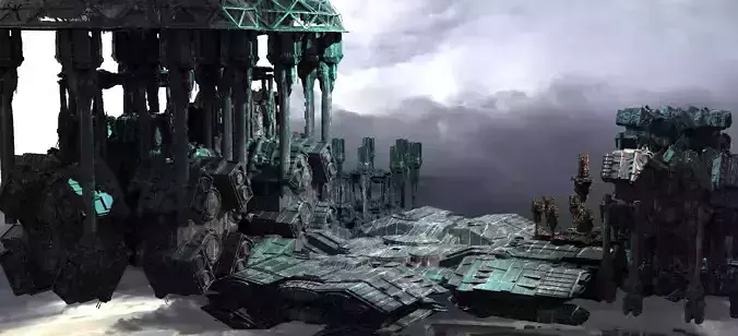 Occult Elven Sci fi floor kitbash 3D model