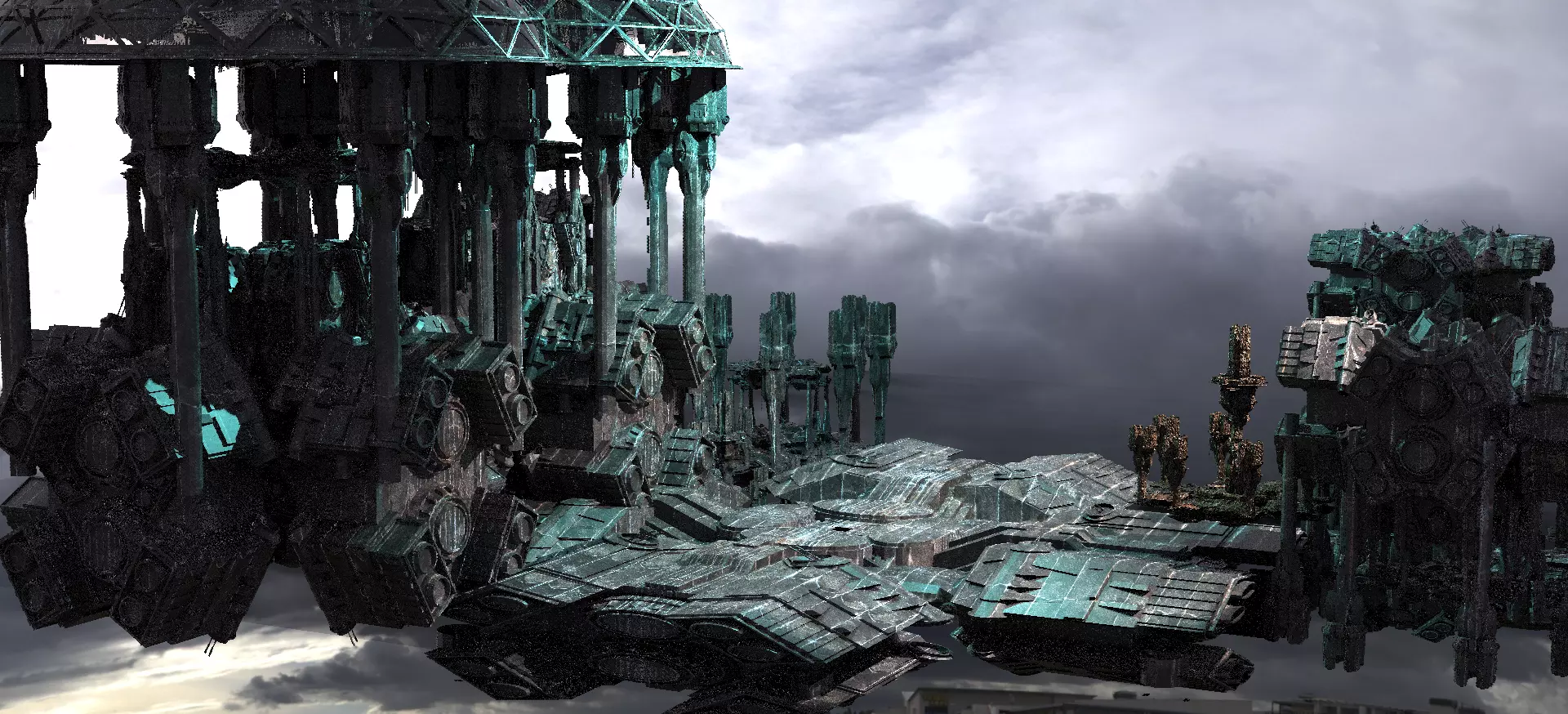 Occult Elven Sci fi floor kitbash 3D model_0