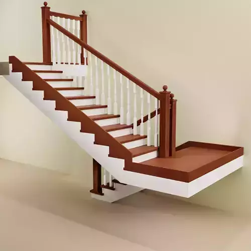 Ladder staircase with wooden treads and railings