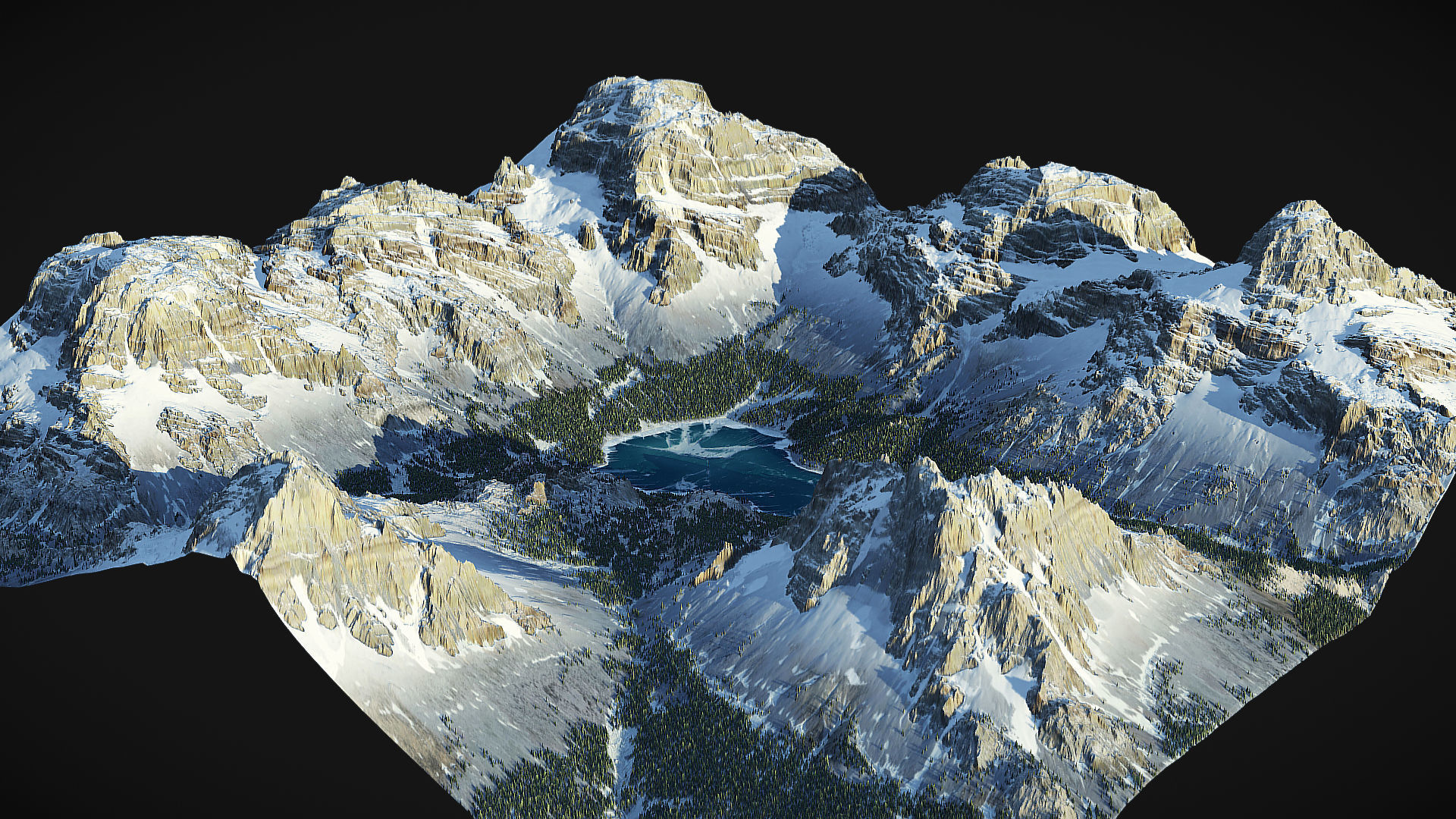 Mountain Lake Landscape - World Machine 3D model | CGTrader